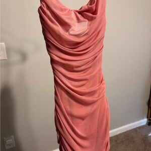 Elegant Pink Draped Dress